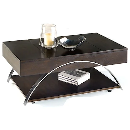 Contemporary Lift-Top Cocktail Table with Casters