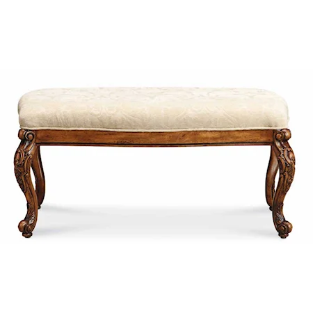Upholstered Seat Bed Bench with Carved Legs