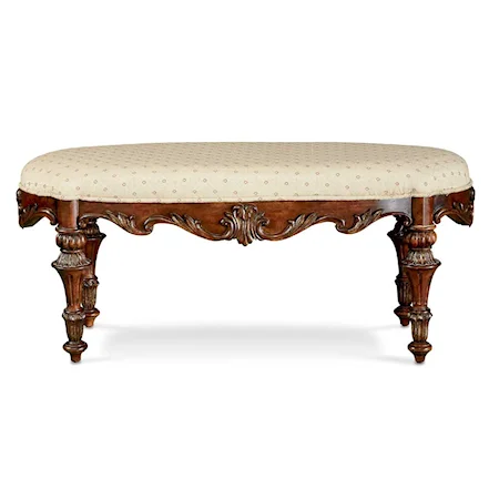Upholstered Seat Carved Leg Bed Bench