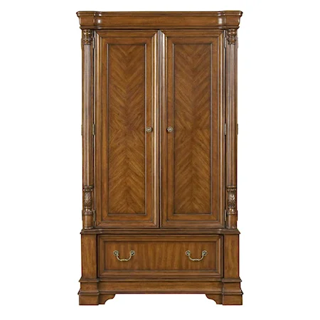 One Drawer, Two Door Bracket Foot Bedroom Armoire