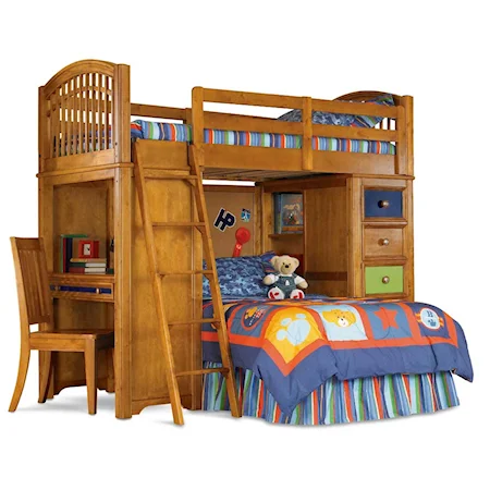 Twin Loft Bed with Drawer and Shelf Base