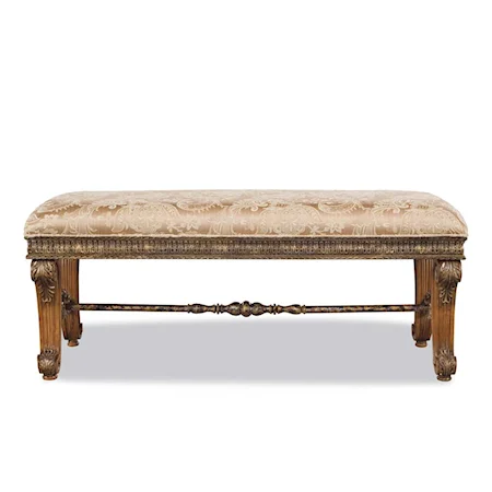 Carved Leg Upholstered Seat Bed Bench