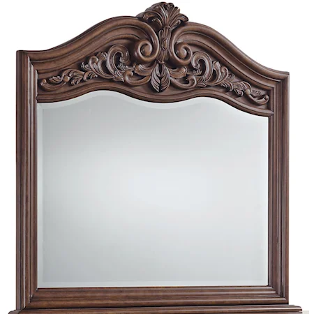 Dresser Mirror with Serpentine and Scrolled Top