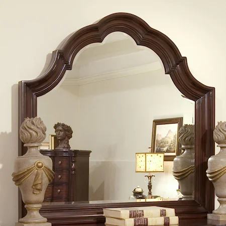 Traditional Dresser Mirror with Scalloped Crown