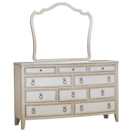 Glamorous 10-Drawer Dresser and Mirror Combo