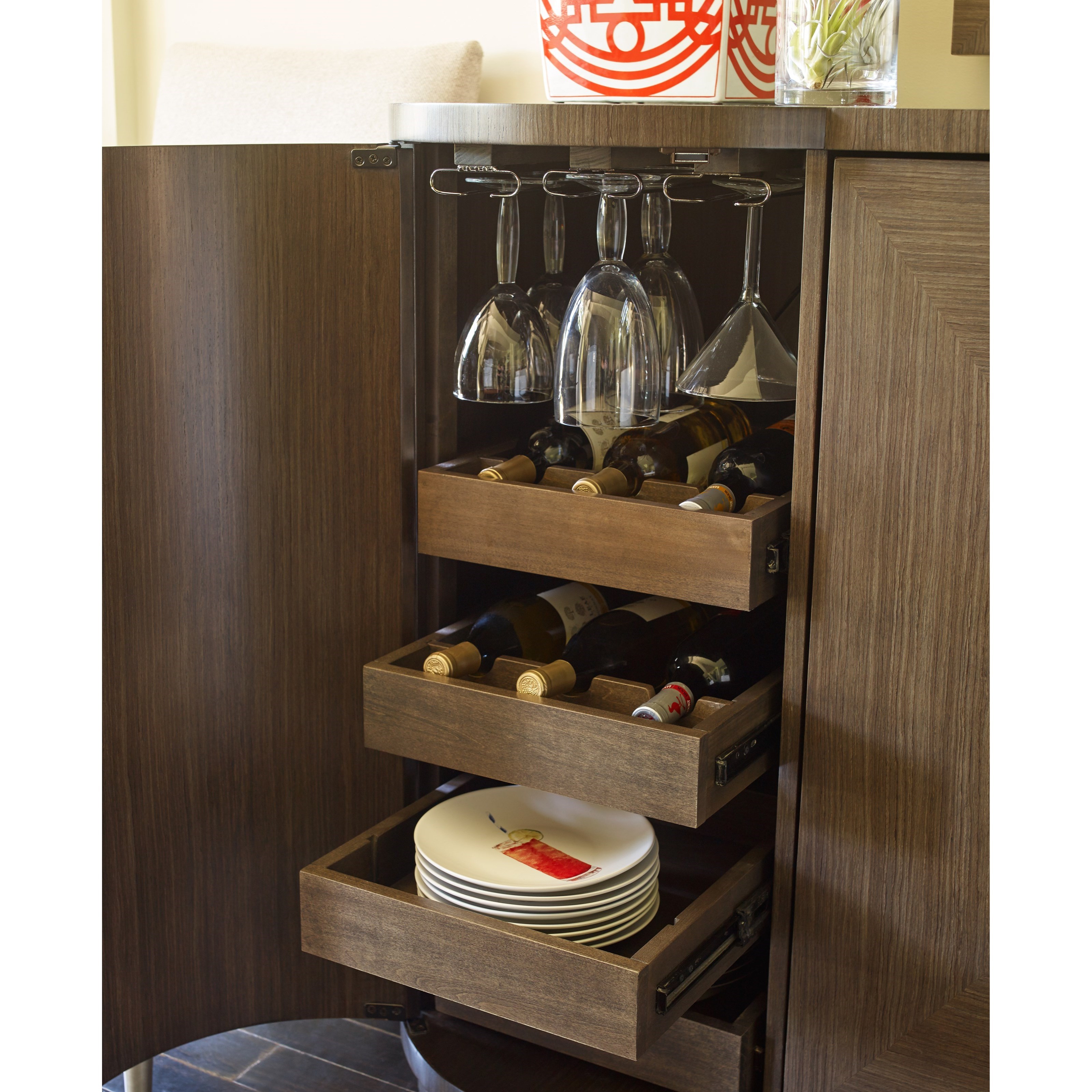 Soho Mid Century Modern Bar Cabinet with Wine Storage by Rachael