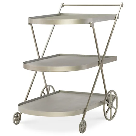Mid-Century Modern Rolling Serving Cart with 3 Shelves