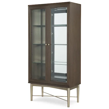 Mid-Century Modern Display Cabinet with Mirrored Back