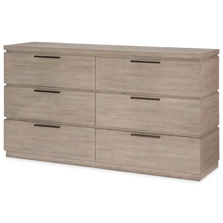 Contemporary 6-Drawer Dresser with Jewelry Tray