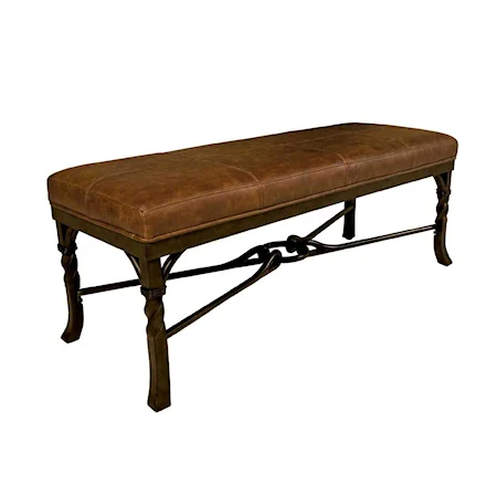 Leather Top Bench with Metal Legs