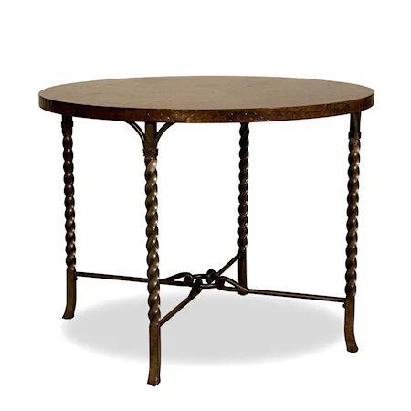 Round Hammered Metal Gathering Height Table