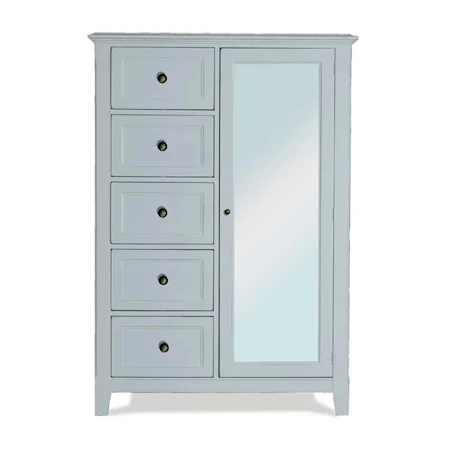 Dressing Chest with Five Drawers and Full Length Mirror