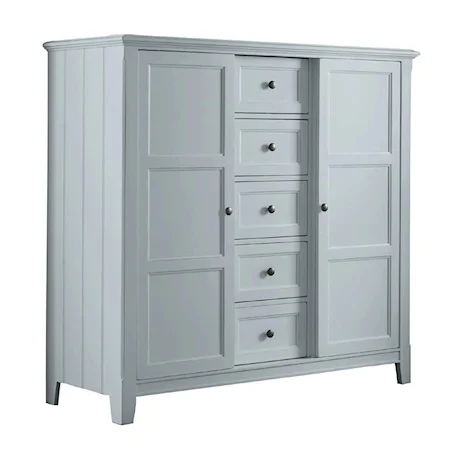 Sliding Door Chest with Five Drawers and Eight Shelves