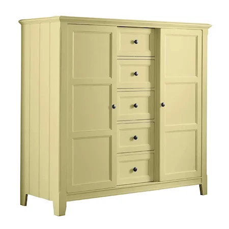 Sliding Door Chest with Five Drawers and Eight Shelves