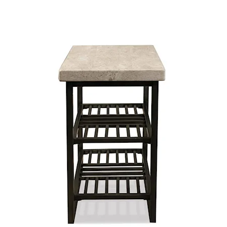 Petite Chairside Table w/ Travertine Top