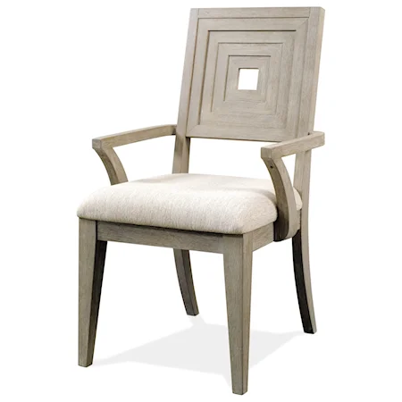 Upholstered Wood Back Arm Chair