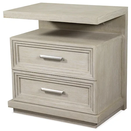Contemporary 2-Drawer Nightstand with USB Ports