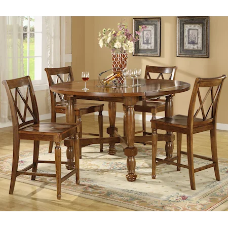 5 Piece Gathering Convert-A-Height Table & Counter Stools Set