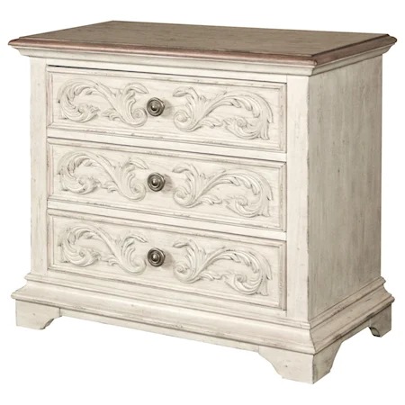 3-Drawer Bachelors Chest with Floral Inlays