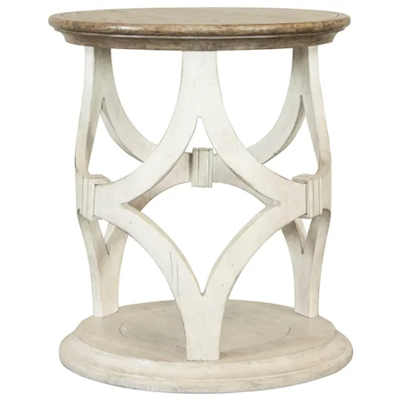 Round End Table with Diamond Motif Base