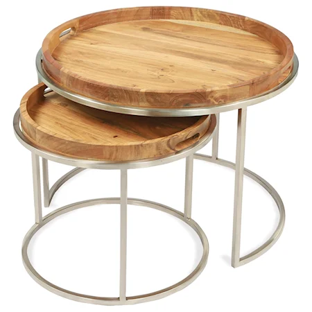 Industrial Nesting Cocktail Table with Removable Tray Top