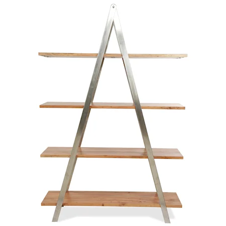 Industrial Etagere with Solid Wood Shelves