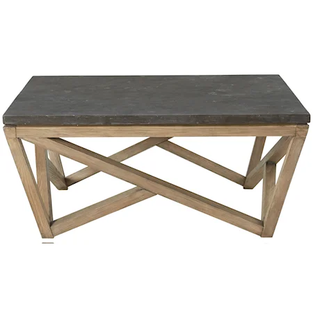 Rustic Square Cocktail Table with Geometric Base