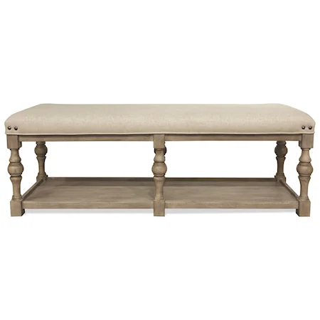 54-In Upholstered Dining Bench with Shelf