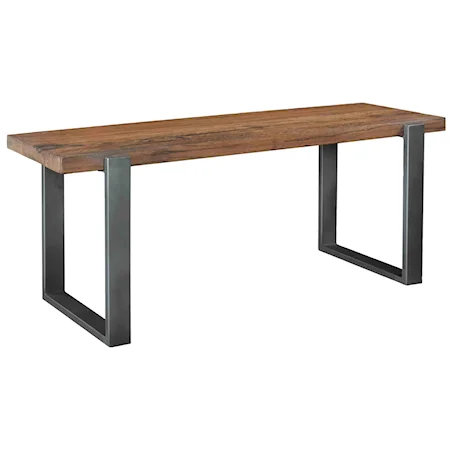Industrial Dining Bench with Wood Seat