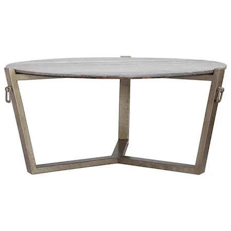 Contemporary Round Cocktail Table with Marble Top