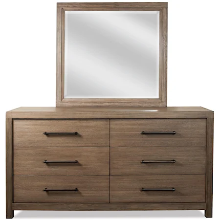 6 Drawer Dresser and Landscape Mirror Combo
