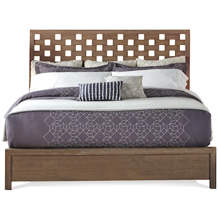 California King Panel Bed with Square Cutout Style Headboard