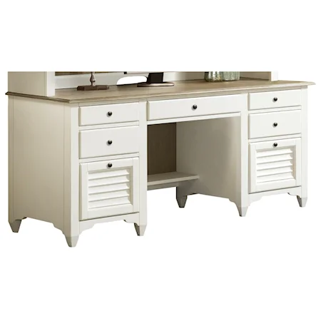 Credenza Desk with Louvered Drawers