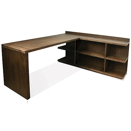 L Shape Desk with Peninsula Bookcase and Return