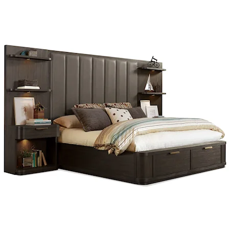 King Tall Upholstered Storage Bed with 2 Footboard Drawers