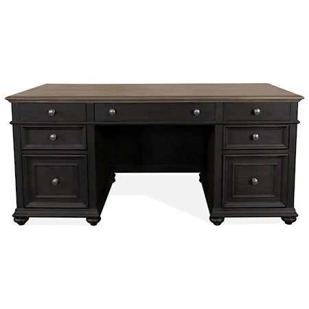 Traditional Two-Tone Executive Desk