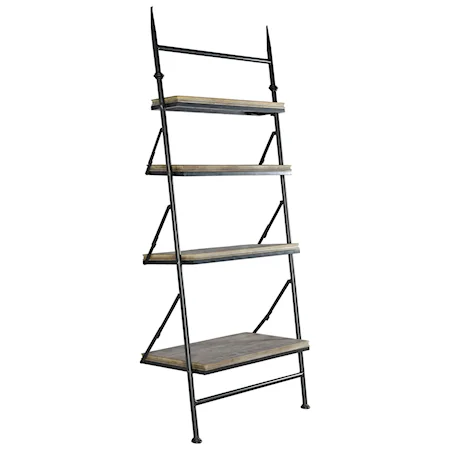 Industrial 4-Shelf Leaning Bookcase