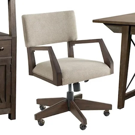 Transitional Upholstered Rolling Desk Chair