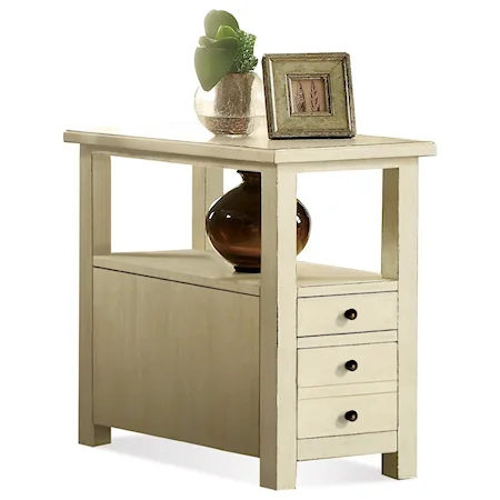 2 Drawer Chairside Table in Country White Finish