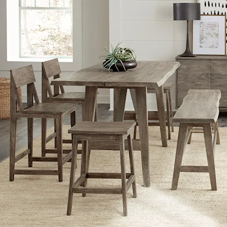 6-Piece Counter Height Table Set with Bench