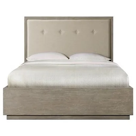 Transitional Queen Bed with Upholstered Headboard