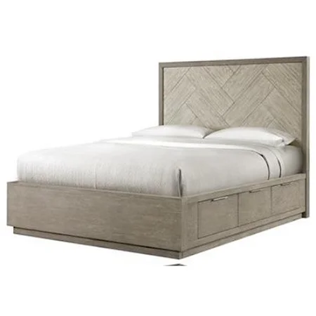Transitional California King Bed with Double Storage