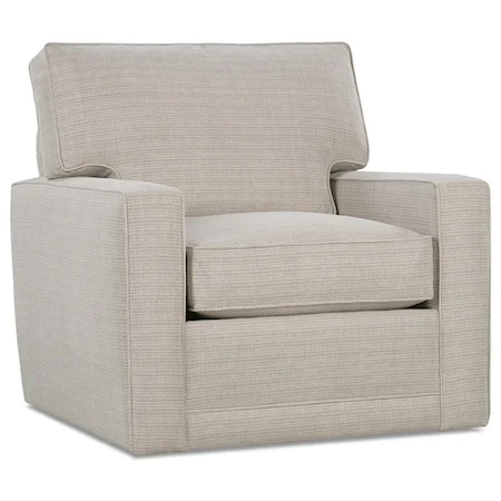 Customizable Swivel Chair with Track Arms and Boxed Back Cushion