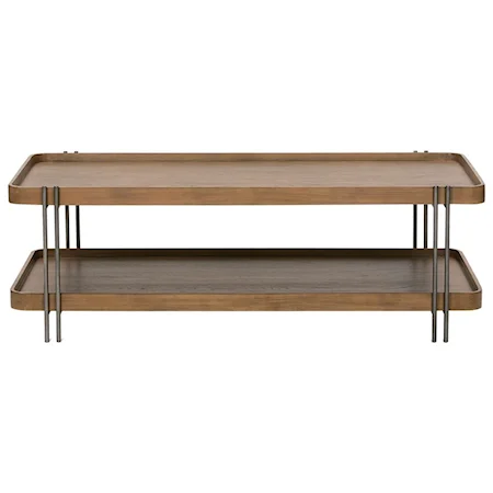 Wood/Metal Rectangular Cocktail Table with Shelf