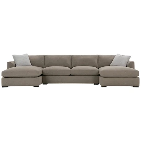 Transitional Sectional Sofa with Tapered Arms