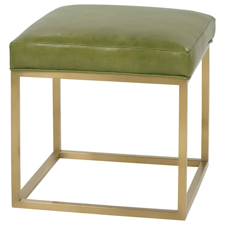 Contemporary Accent Cube Ottoman with Metal Frame