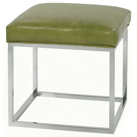 Contemporary Accent Cube Ottoman with Metal Frame