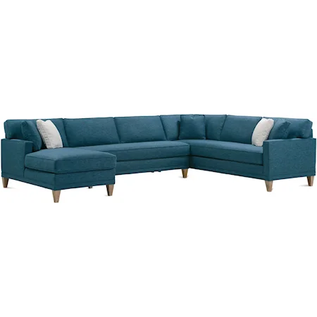 Contemporary 3-Piece Bench Cushion Sectional with Chaise