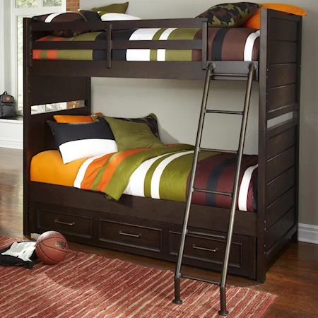 Casual Bunk Bed with Trundle Storage Unit