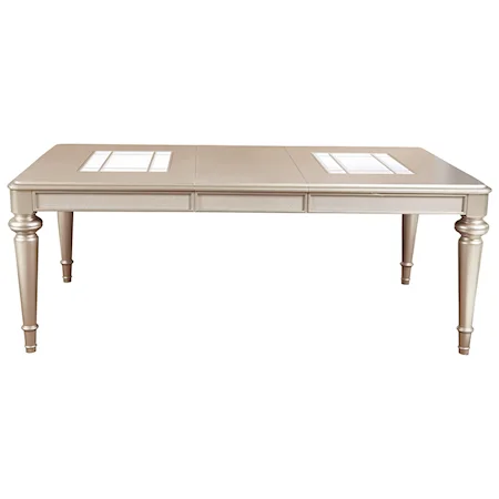 Rectangular Leg Table with Glass Mirror Inserts